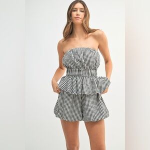 MABLE Gingham Tube Top and Shorts Set